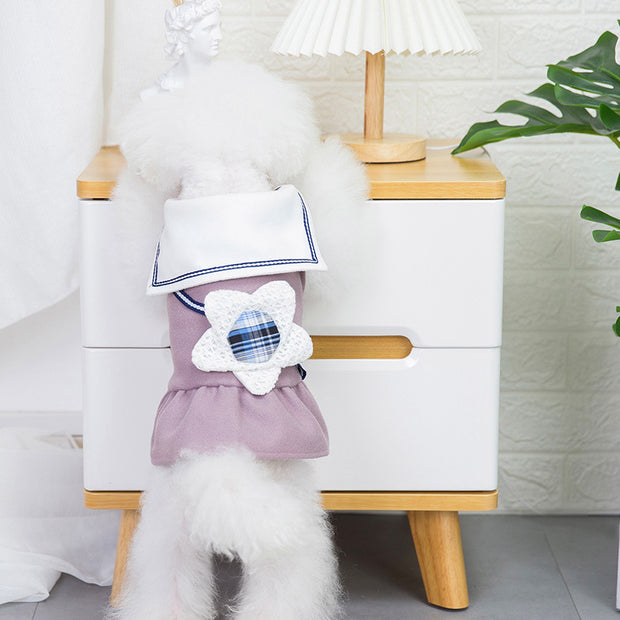 solid-color-big-flower-lapel-dog-skirt