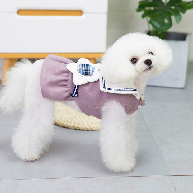 solid-color-big-flower-lapel-dog-skirt