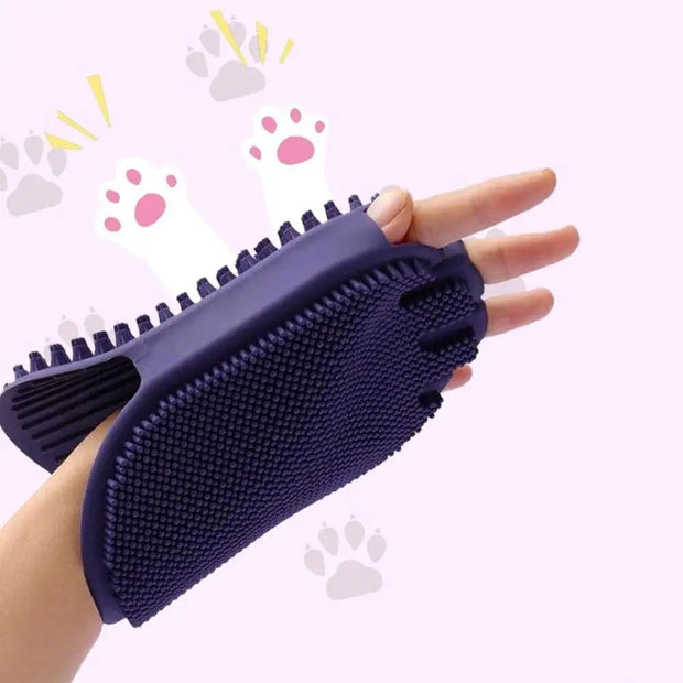 Soft bristle massaging pet shampoo brush designed for comfortable grooming and pet relaxation.