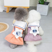 solid-color-big-flower-lapel-dog-skirt
