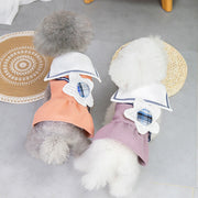 solid-color-big-flower-lapel-dog-skirt
