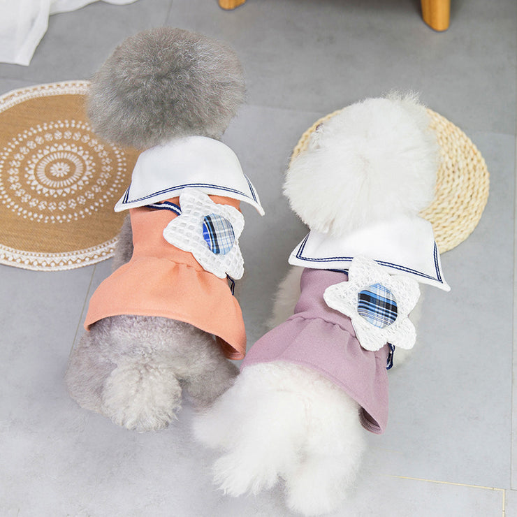 solid-color-big-flower-lapel-dog-skirt